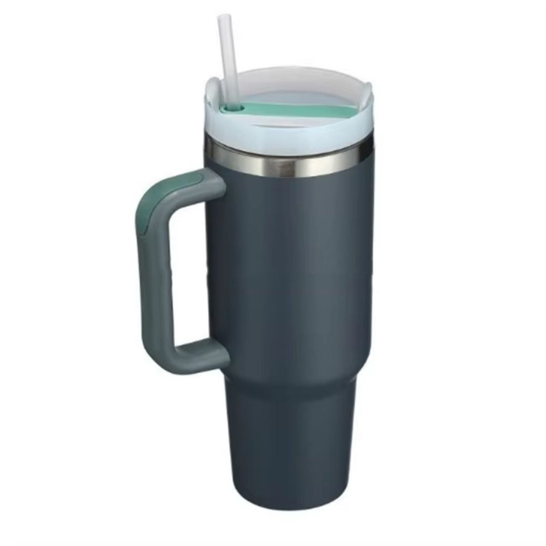 Customizable 40oz Insulated Tumbler – Durable Sport Water Bottle with Handle & Lid for Travel or Gifts