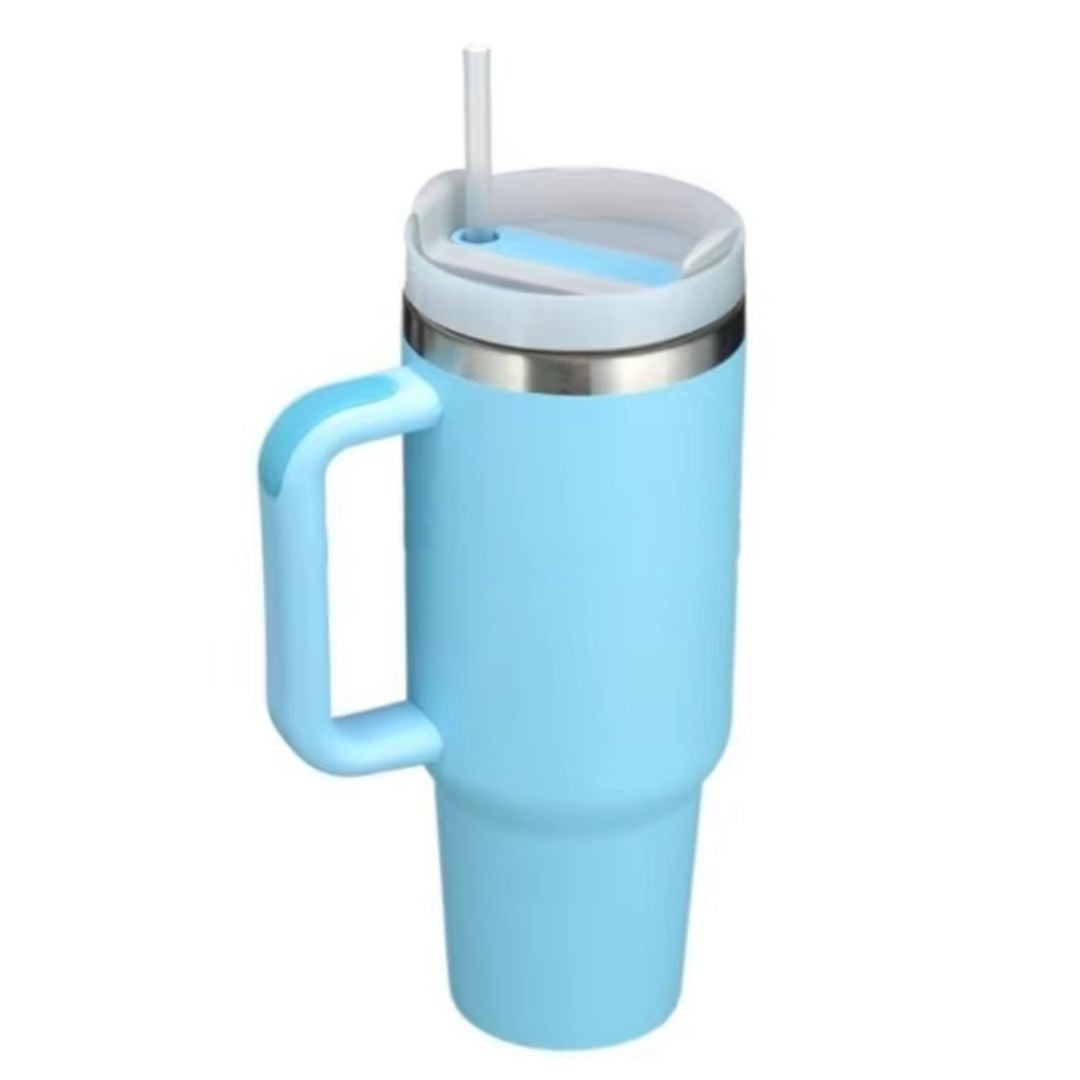 Customizable 40oz Insulated Tumbler – Durable Sport Water Bottle with Handle & Lid for Travel or Gifts