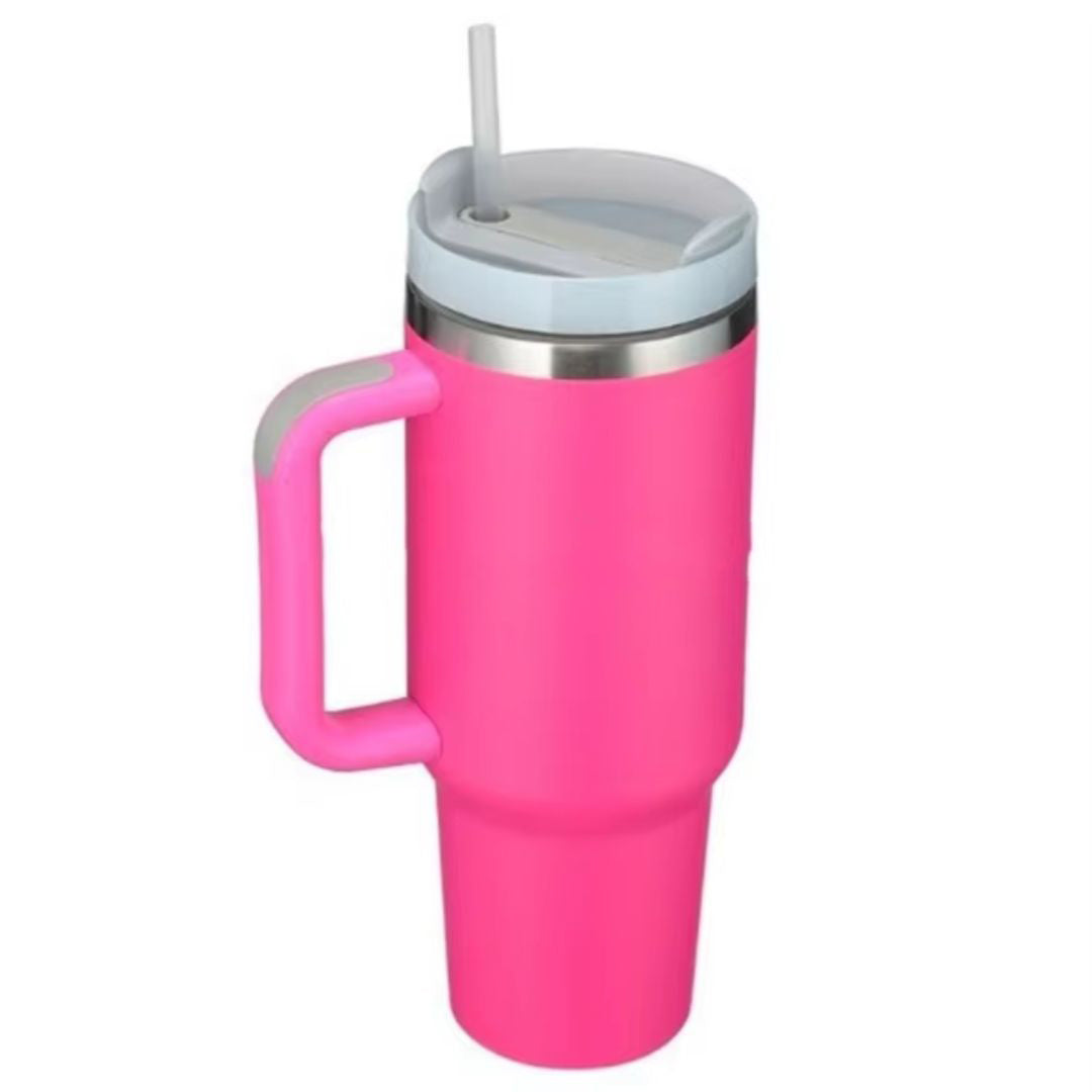 Customizable 40oz Insulated Tumbler – Durable Sport Water Bottle with Handle & Lid for Travel or Gifts