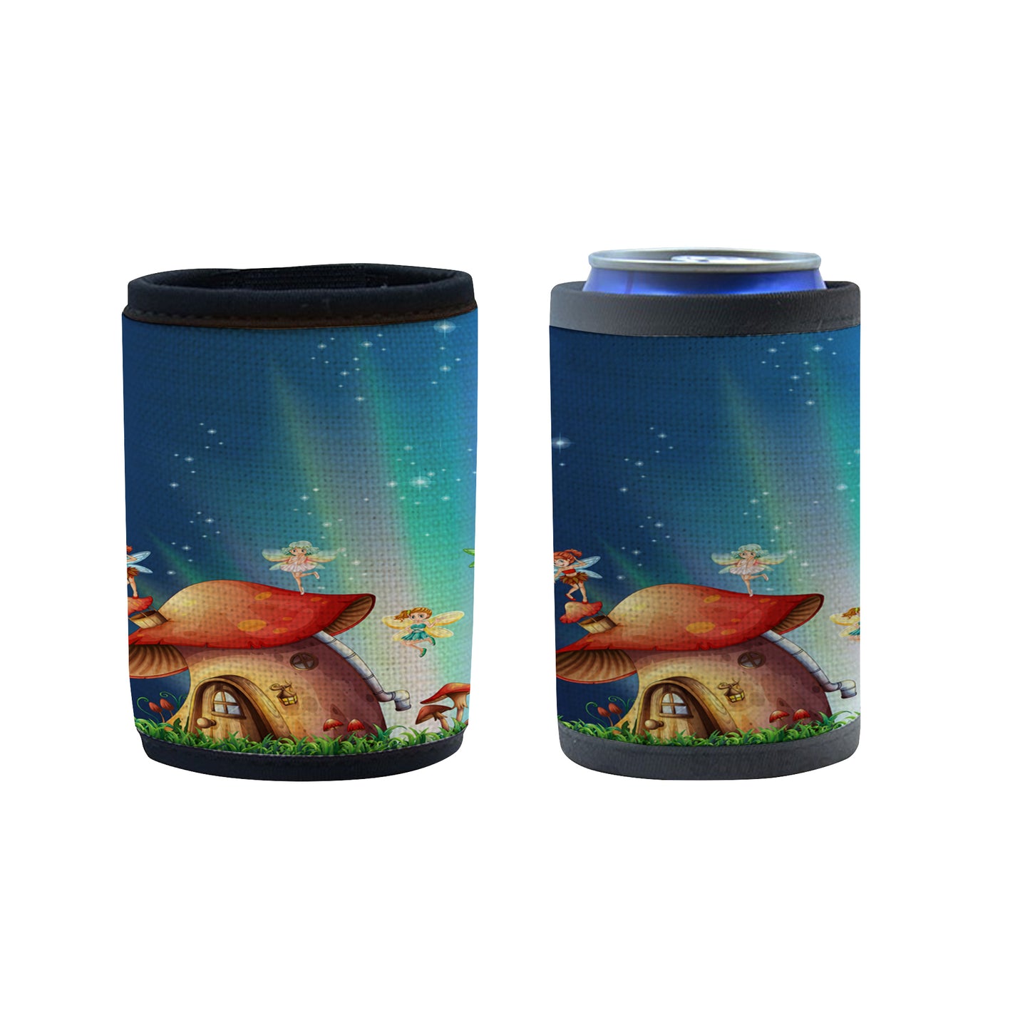 F5 Set of 4 Canvas Polyester Can Koozie, Can Huggers With Hook And Loop Fastener