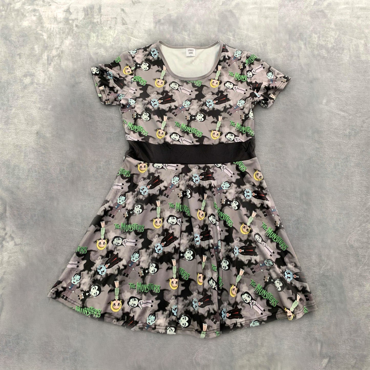 87/13 Capped Sleeve Skater Dress - Munsters