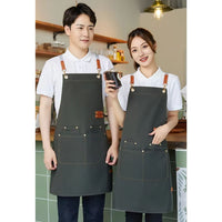Thickened Waterproof Long Work Clothes Household Kitchen Catering Apron Floral Design Denim Cotton for Cleaning Flower Shop Use