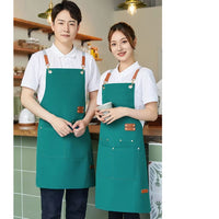 Thickened Waterproof Long Work Clothes Household Kitchen Catering Apron Floral Design Denim Cotton for Cleaning Flower Shop Use