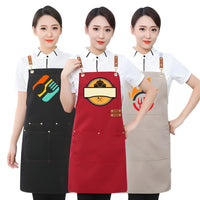 Thickened Waterproof Long Work Clothes Household Kitchen Catering Apron Floral Design Denim Cotton for Cleaning Flower Shop Use
