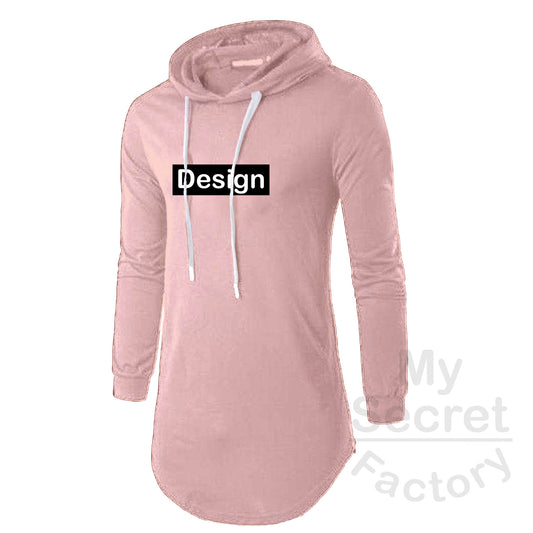 Hoodie T-shirt Long Sleeves Curved Bottom Hem Toddler-Youth