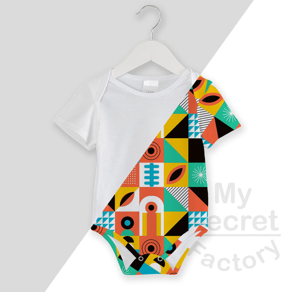 Baby Body Romper Envelop Neck Short Sleeves , All Over print.
