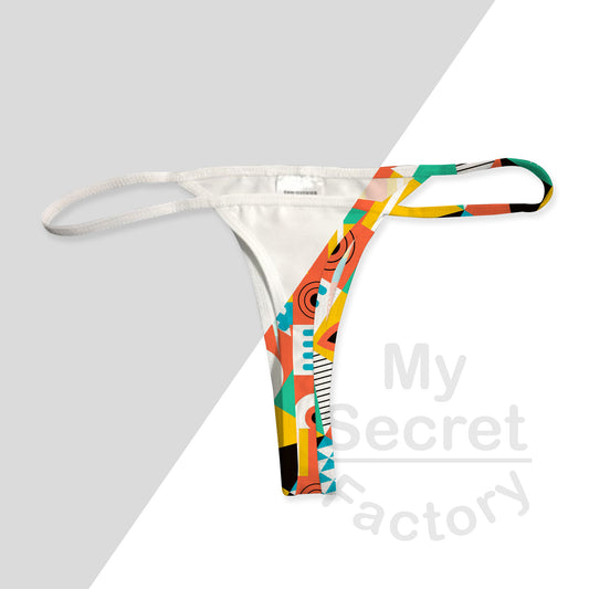 All Over Print Thongs Underwear With White Tape