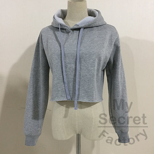 Crop Top Hoodie Fray Bottom